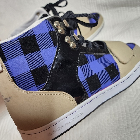 Creative Recreation Cesario Sneaker Tan Purple Black Plaid Size 8 EU 39 - Picture 10 of 16